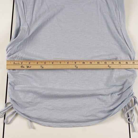 Neely Ruched Side Tie Muscle Knit Tank Top Womens Blue Cotton Modal Shirt Sz M - Picture 4 of 8